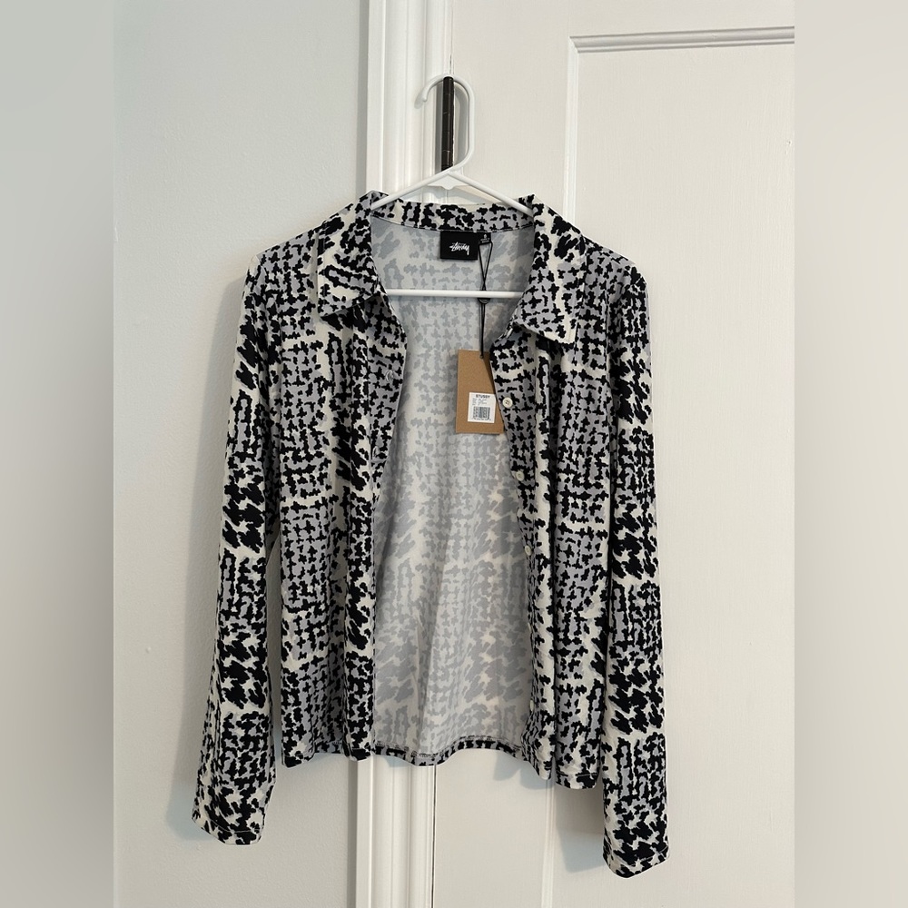 NWT Stussy Zell printed button down women’s shirt small